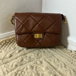 Brown Quilted Leather Crossbody Bag